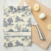 Gepersonaliseerde Franse boerderij blauw "Toile de Theedoek (Quarter Fold)