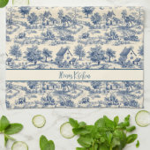 Gepersonaliseerde Franse boerderij blauw toilet pr Theedoek (Gevouwen)