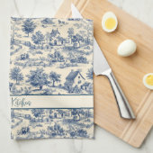 Gepersonaliseerde Franse boerderij blauw toilet pr Theedoek (Quarter Fold)