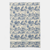Gepersonaliseerde Franse boerderij blauw toilet pr Theedoek (Verticaal)