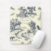 Gepersonaliseerde Franse boerderij Blue Toile de J Muismat (Met muis)