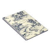 Gepersonaliseerde Franse boerderij Blue Toile de J Notitieboek (Rechterzijde)