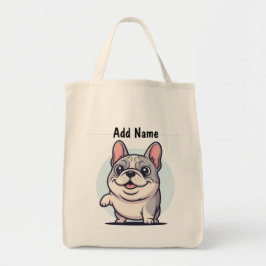Gepersonaliseerde Franse Bulldog Cartoon Jouw naam Tote Bag