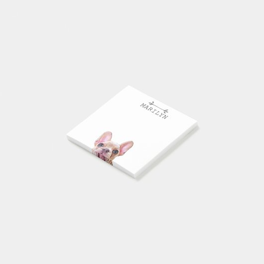 Gepersonaliseerde Franse Bulldog | Cute Frenchie Post-it® Notes (Schuin)