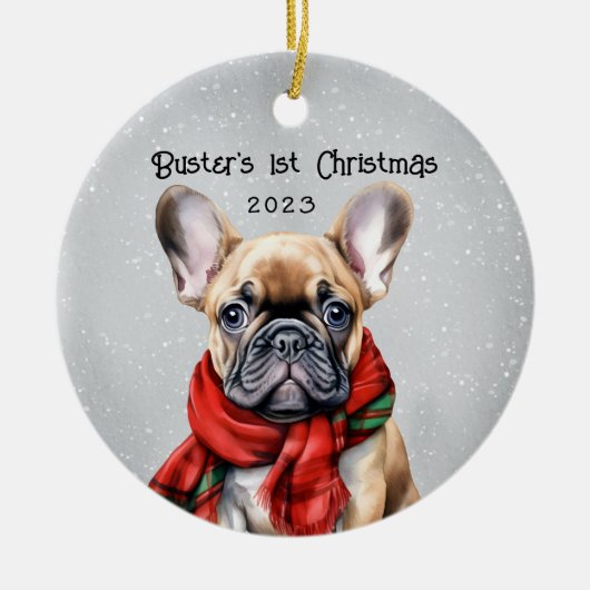 Gepersonaliseerde Franse Bulldog Keramisch Ornament (Voorkant)