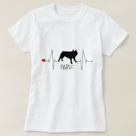 Gepersonaliseerde Franse Bulldog Love My Dog Heart T-shirt