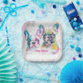 Gepersonaliseerde Franse Bulldog puppy servetten Papieren Bordje (Feest)