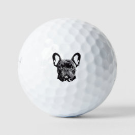 Gepersonaliseerde Franse Bulldog zwart-wit Golfballen