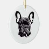 Gepersonaliseerde Franse Bulldog zwart-wit Keramisch Ornament (Rechts)