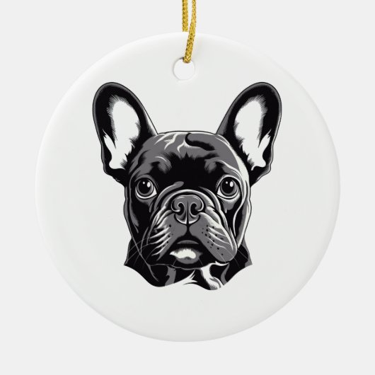 Gepersonaliseerde Franse Bulldog zwart-wit Keramisch Ornament (Voorkant)