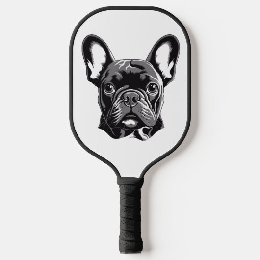 Gepersonaliseerde Franse Bulldog zwart-wit Pickleball Paddle (Voorkant)