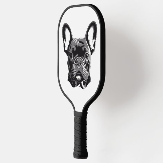 Gepersonaliseerde Franse Bulldog zwart-wit Pickleball Paddle (Links)