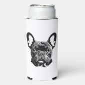 Gepersonaliseerde Franse Bulldog zwart-wit Seltzer Blikjeskoeler (Seltzer Achterkant)