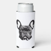 Gepersonaliseerde Franse Bulldog zwart-wit Seltzer Blikjeskoeler (Seltzer Voorkant)