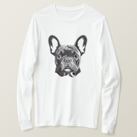 Gepersonaliseerde Franse Bulldog zwart-wit T-shirt (Design voorkant)