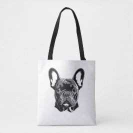Gepersonaliseerde Franse Bulldog zwart-wit Tote Bag