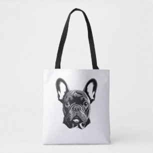 Gepersonaliseerde Franse Bulldog zwart-wit Tote Bag