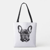 Gepersonaliseerde Franse Bulldog zwart-wit Tote Bag (Achterkant)