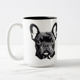 Gepersonaliseerde Franse Bulldog zwart-wit Tweekleurige Koffiemok