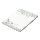 Gepersonaliseerde Franse  Groene Bloemendame Notitieblok (Linkerzijde)