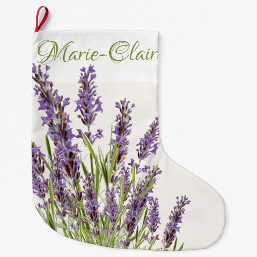 Gepersonaliseerde Franse lavender Large Christma Grote Kerstsok (Voorkant)