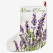 Gepersonaliseerde Franse lavender Large Christma Grote Kerstsok (Achterkant)