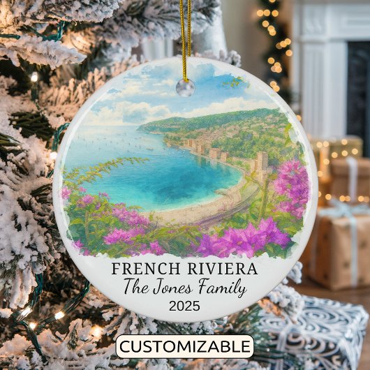 Gepersonaliseerde Franse Rivièra Ornament, Frankri Keramisch Ornament