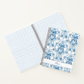 Gepersonaliseerde Franse Rococo Blue & White Flora Notitieboek (Binnen)