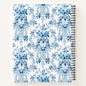 Gepersonaliseerde Franse Rococo Blue & White Flora Notitieboek (Achterkant)