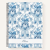 Gepersonaliseerde Franse Rococo Blue & White Flora