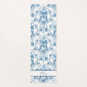 Gepersonaliseerde Franse Rococo Blue & White Flora Yogamat (Voorkant)