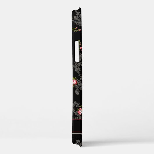 Gepersonaliseerde Franse Rococo Floral-Black achte Case-Mate iPhone Case (Achterkant / Rechts)