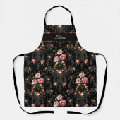 Gepersonaliseerde Franse Rococo Floral-Black achte Schort (Voorkant)