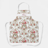 Gepersonaliseerde Franse Rococo Floral-White Achte Schort (Voorkant)