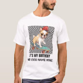 Gepersonaliseerde Franse stier hond verjaardag T-shirt (Voorkant)