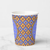 Gepersonaliseerde Franse Tegel Blue Yellow Papieren Bekers (Links)