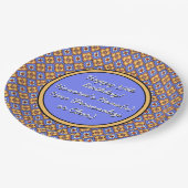 Gepersonaliseerde Franse Tegel Blue Yellow Papieren Bordje (Gekanteld)