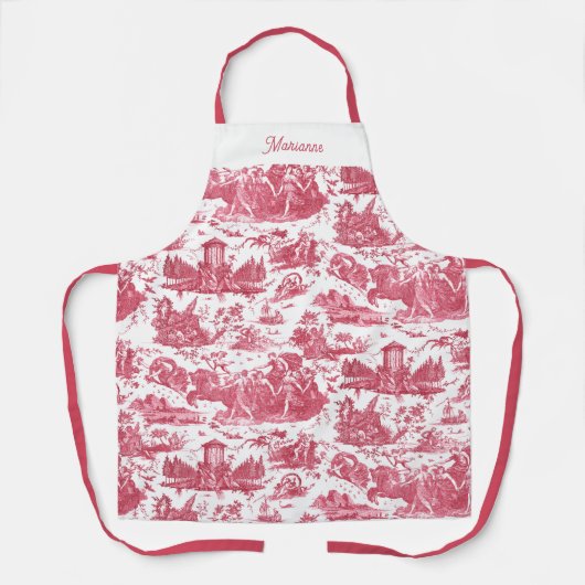 Gepersonaliseerde Franse wagen van Dawn Toile-Pink Schort (Voorkant)