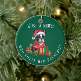 Gepersonaliseerde Frenchie Nurse Christmas Hondenl Keramisch Ornament