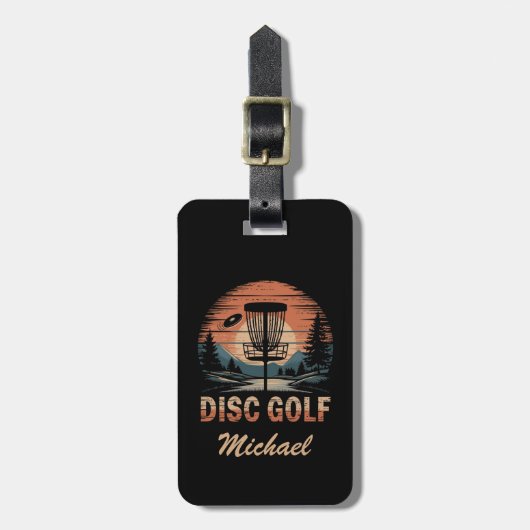 Gepersonaliseerde  Frisbee Disc Golfmand Bagagelabel (Voorkant verticaal)