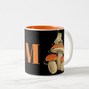 Gepersonaliseerde  Frog Cottagecore Tweekleurige Koffiemok