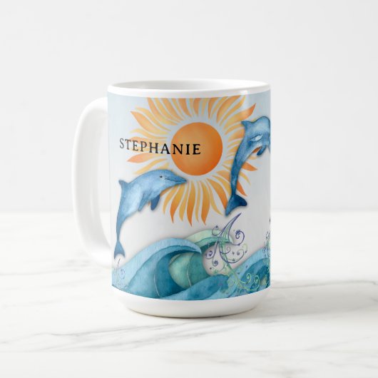 Gepersonaliseerde Frolicking Dolphin Mok (Voorkant links)