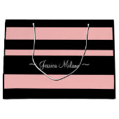 Gepersonaliseerde Front Back Roze en Zwarte Papier Groot Cadeauzakje (Voorkant)
