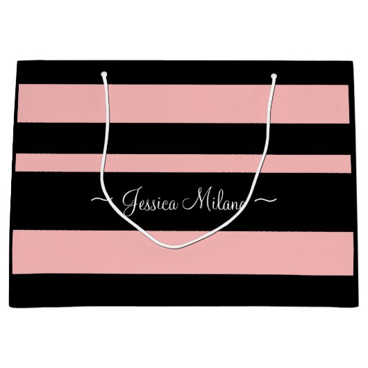Gepersonaliseerde Front Back Roze en Zwarte Papier Groot Cadeauzakje (Voorkant)