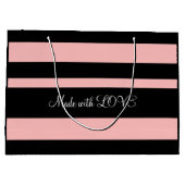 Gepersonaliseerde Front Back Roze en Zwarte Papier Groot Cadeauzakje (Achterkant)