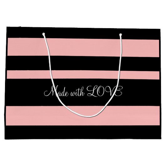 Gepersonaliseerde Front Back Roze en Zwarte Papier Groot Cadeauzakje (Achterkant)