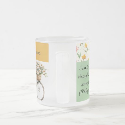 Gepersonaliseerde Frosted Glass Mok - Bloemenfiets (Handvat)