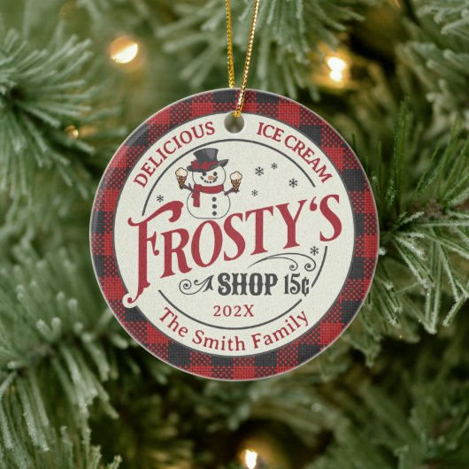 Gepersonaliseerde  Frosty's Ice Cream Keramisch Ornament (Boom)