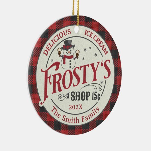 Gepersonaliseerde  Frosty's Ice Cream Keramisch Ornament (Rechts)