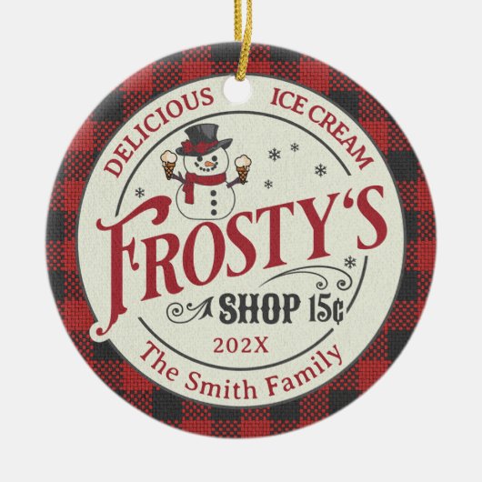 Gepersonaliseerde Frosty's Ice Cream Keramisch Ornament (Voorkant)